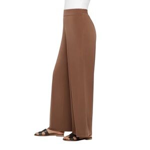 Three Dots Wide Leg Pants Brown Elastic Back Pull On Pants Preppy Boho Sz Medium